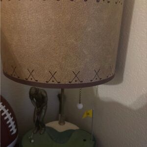 Vintage Golf-Themed Table Lamp with Brown Shade